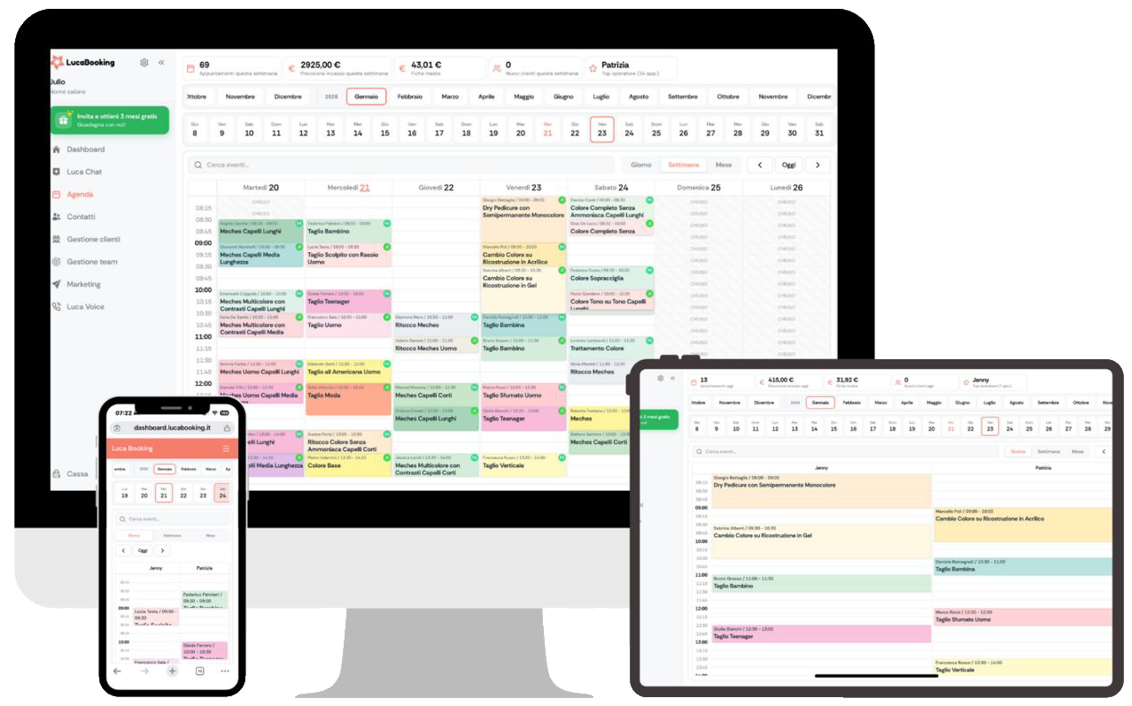 LucaBooking Dashboard - Gestionale AI per Parrucchieri